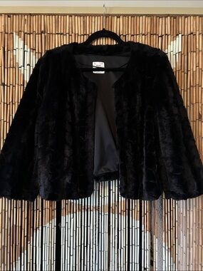 mac+jac Black Faux Fur Open-Front Jacket XL